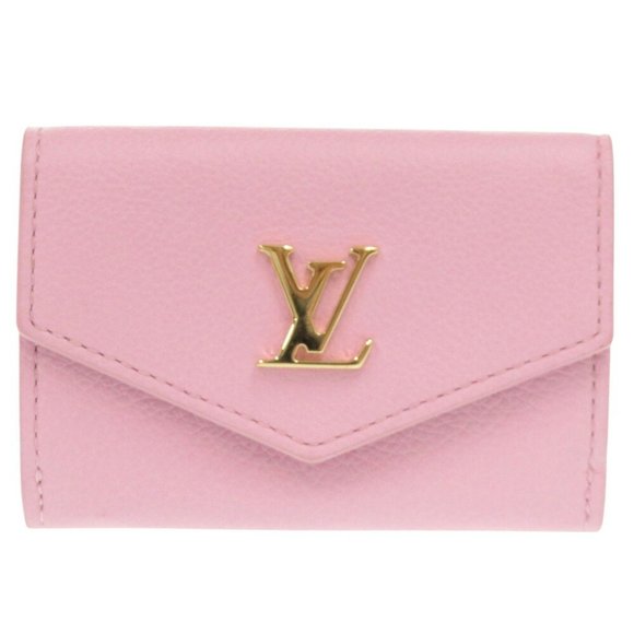 Louis Vuitton Portefeuille Lock M80088 Leather Pink Tri-fold Wallet 1592LOUIS...